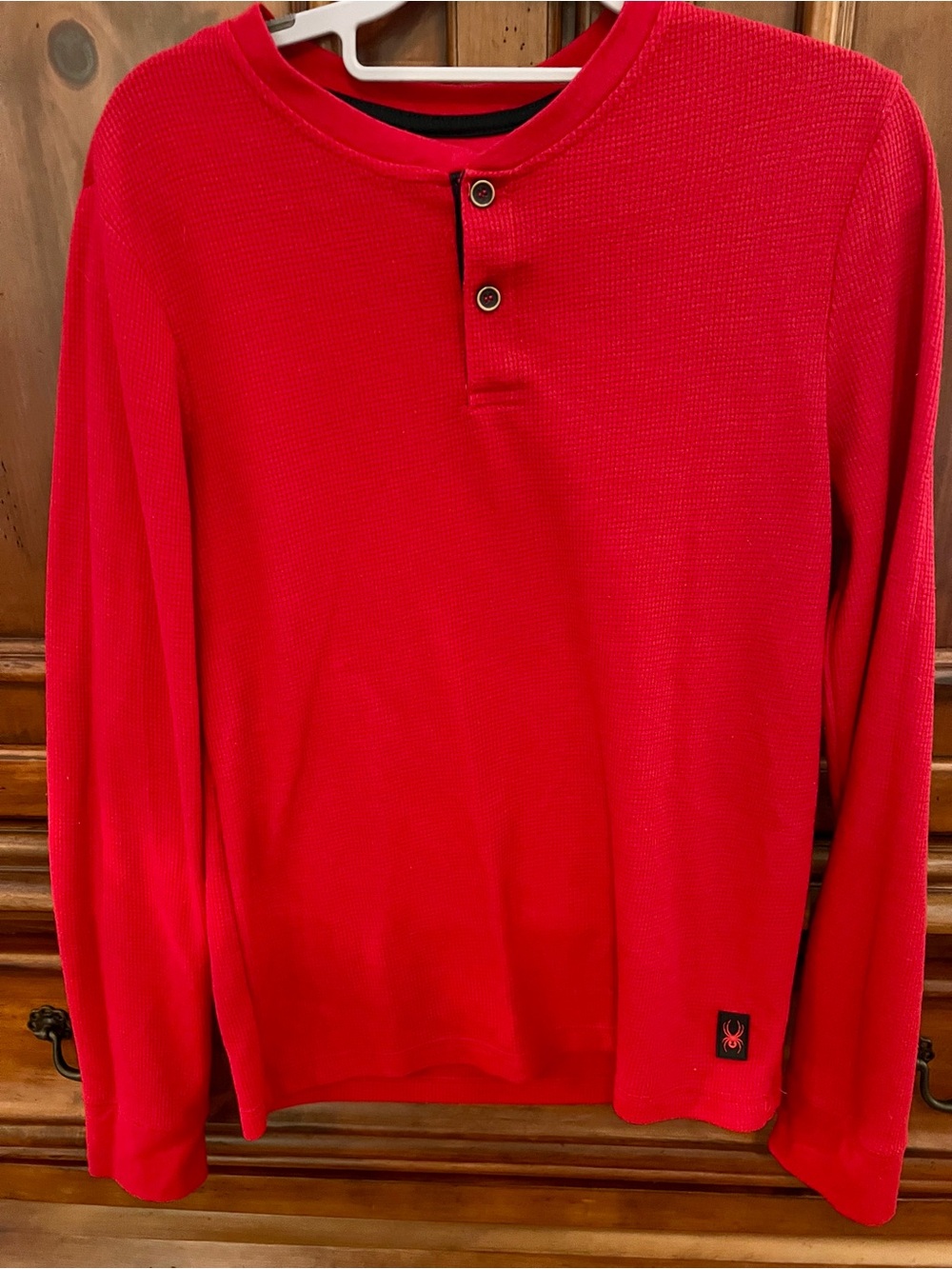 Spyder Red Long Sleeve Henley Thermal Shirt